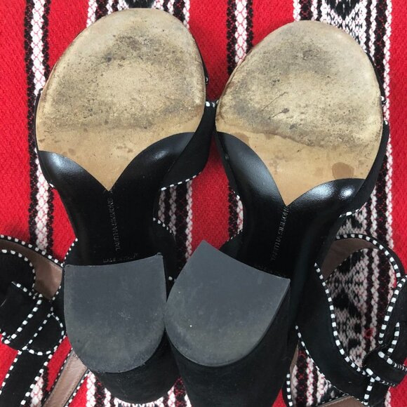 Tabitha Simmons Block Heel Black & White Sandals 9 - Picture 12 of 14